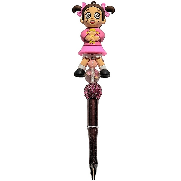 La Popis El Chavo Del 8 Custom Beaded Ballpoint Twist Pen Topper Pink - Picture 1 of 6